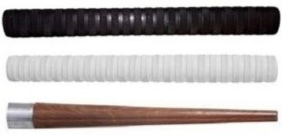 Fitdex Good Quality Wooden 1Gripper(cone) with Cricket Bat Handle 2 Grip, Diamond(Black, White, Pack of 3)