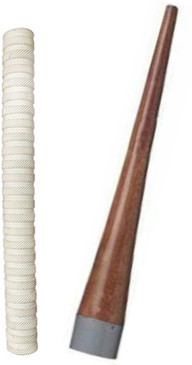 Modkart Pack of 1 Cricket Bat White Grip (MSD) + One Wooden Grip Cone Gripper Chevron(White, Pack of 1)