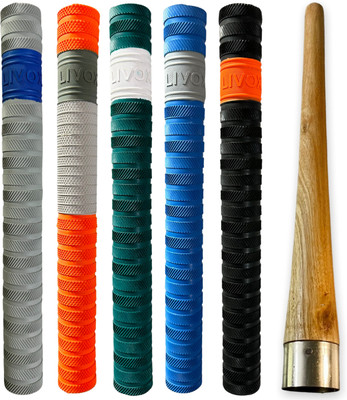 LIVOX Good Comfort Thunder blade Texture Cricket Bat 5 Grips And 1 Wooden Gripper Cone Super Tacky(Multicolor, Pack of 6)