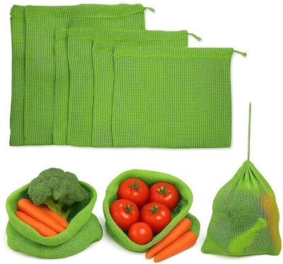 CLICK SHOP Reusable Cotton Storage Pouches for Vegetables & Fridge | New Organizer Bags Cotton Storage Pouch(Pack of 6)
