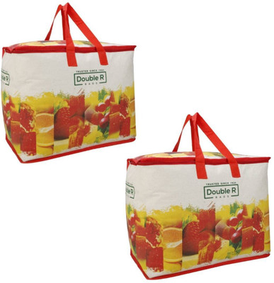 DOUBLE R BAGS Shopping Grocery Vegetable Bag with Reinforced Handles, Underbed Storage Bag with zipping. Pack of 2 Grocery Bags(Multicolor)