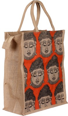 Sunesh Creation Multipurpose Jute Bag Grocery Bag(Orange)