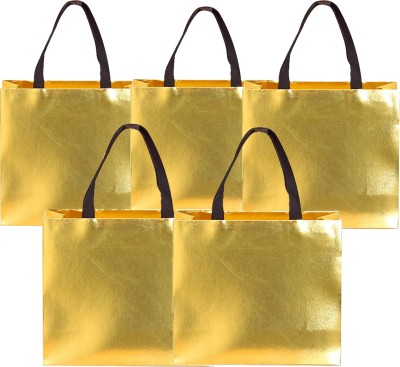 ANNORA INTERNATIONAL Daily use bags Pack of 5 Grocery Bags(Gold)