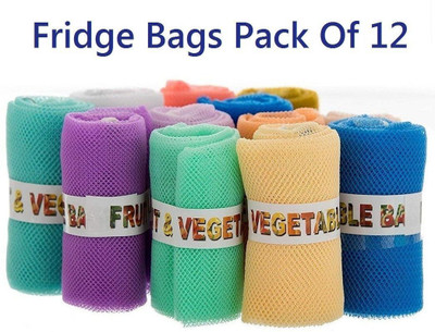 M ENTERPRISE Fridge Vegetable and Fruit Reusable Net Bag Pack of 12 Grocery Bags(Multicolor)