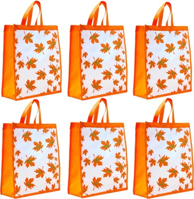 CARRY CLOUD CARRY CLOUD Non-Woven Autumn theme Stitched [95] GSM Fabric Reusable Grocery Bag Pack of 6 Grocery Bags(Multicolor)