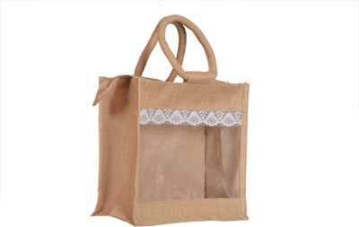 Sunesh Creation Gift Hamper Bag with Front Transparent window Small Travel Bag  - regular(Brown)