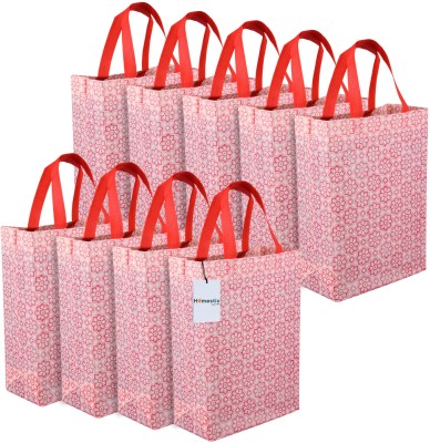 HOMESTIC Non-Woven Reusable Star-Print Shopping Handbag|Pack of 9|Pink Pack of 9 Grocery Bags(Pink)