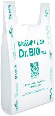 Dr. Bio Reusable Biodegradable and Compostable Certified Eco-Friendly Carry Bags(White)