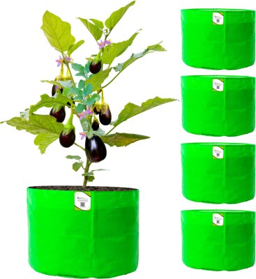 ORGANICBAZAR 15x12 Grow Bags for Home & Terrace Garden, Premium HDPE 260 GSM, Pack of 5, Green Grow Bag