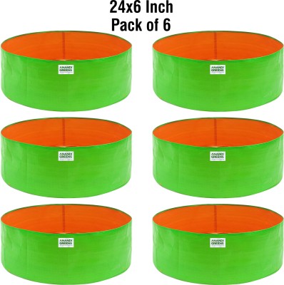 Anandi Greens 24X6 INCH Pack of 6 HDPE Uv Protected 220 GSM Round Green Colour Plant Bag Grow Bag