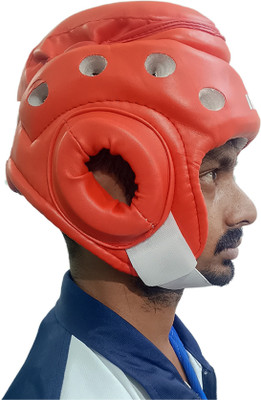 RADHA KRISHNO Martial Arts Protective Sparring Head Gear for Taekwondo Karate for Kids Mouth Guard(Red)