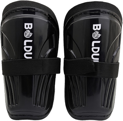 BOLDUP Football Shin Guard with Adjustable Velcro Strap frog type Football Shin Guard(Black)