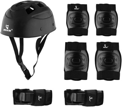 XSAW Protective Set for Cycling Skateboard Skating Scooter Age 7 to 14 Year BLACK Skating Guard Combo(Black)