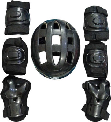 STYRKR Protective Set for Cycling Skateboard Skating Scooter Age 7 to 15 Year (M) Skating Guard Combo(Black)