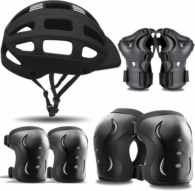 Jaspo SX Plastic 4 Protective Set Suitable for Age Group Upto 12 Years Old ( Black) Skating Guard Combo(Black)