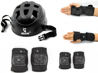 XSAW Protective Set for Cycling Skateboard Skating Scooter Age 7 to 15 Year Black(M) Skating Guard Combo(Black)