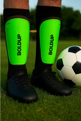teestribe football shin guard with ankle protection – training & match use green L,R Football Shin Guard(Green)