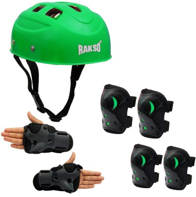 Rakso Skating Guards & Protective Kit Set (7 Pcs Set) Use for 5 & 7 Skating Guard Combo(Green)