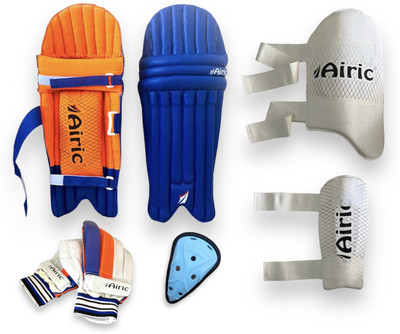 Airic Premium Batting Gloves, Leg Guard, Groin, Arm & Thigh (Youth Size 12-15yrs) Cricket Guard Combo
