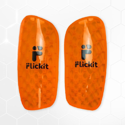 Flickit Shin Guard for Football, Soccer & Hockey - Honeycomb Pattern - ProHex (Medium) Football Shin Guard(Orange)