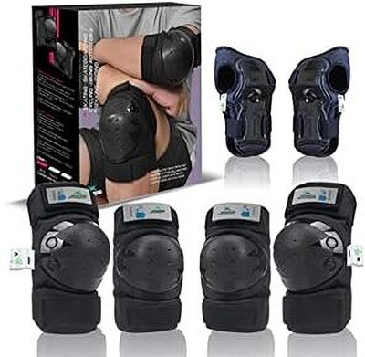 Jaspo Plastron Saver 3 Professional Protective Set (Knee/Elbow/Wrist Guard) Skating Guard Combo(Black)