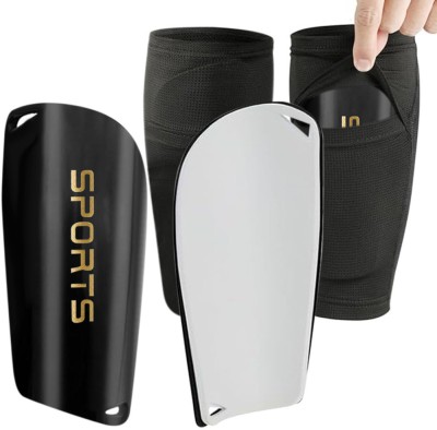 PROBEROS Sport Shin Guards and Knee Socks Teens Kids Sport Shin Guards Set for Soccer Football Shin Guard(Black)