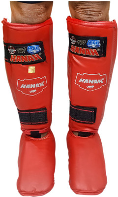 RADHA KRISHNO Karate Shin Guards with Instep Protection WKF Style Martial Arts MMA Shin Guard(Red)