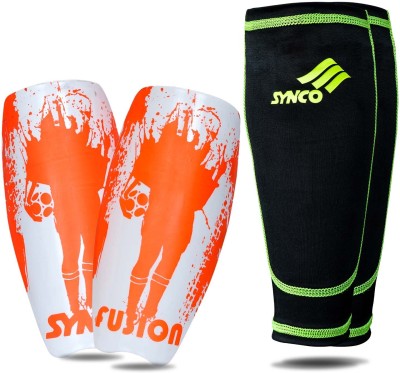 SYNCO Fusion Shin Guard with Sleeve Combo, 1 Pair Shin Guard, 1 Pair Sleeve, Football Shin Guard