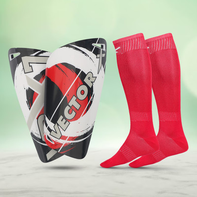 VECTOR X VRX7 Shin Guard with Blastic Football Stockings Combo Football Shin Guard