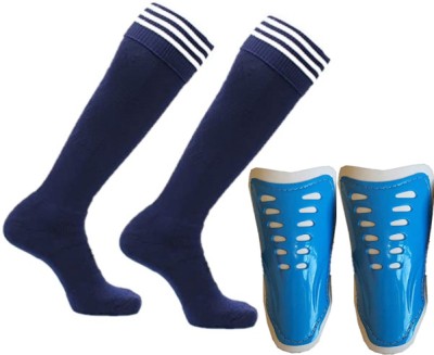 HK Sports Blue Socks and Blue Shin Guard Combo Football Kit