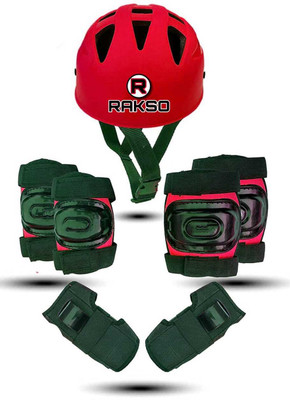 Rakso Skating & Cycling Protective Safety Kit Set 7 To 12 Year Skating Guard Combo(Red, Green)