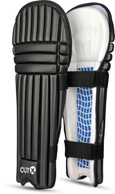 CUTX Cricket batting Legguard Zeal Moulded Black 19 Inch for 8 to 9 years Cricket Guard Combo