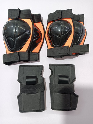 prikli Unique and Stylish Knee guard, Elbow guard and Gloves for Cycling/ Skating Guard Skating Guard Combo(Orange)