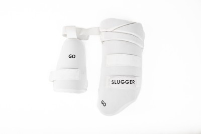 SLUGGER GO Combo Thigh Pad or Guard, Light Weight Cloth Material, Men's Size, Right Leg Cricket Thigh Guard(White)