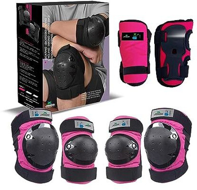 Jaspo Plastron Saver 3 Professional Protective Set (Knee/Elbow/Wrist Guard) Skating Guard Combo(Pink)