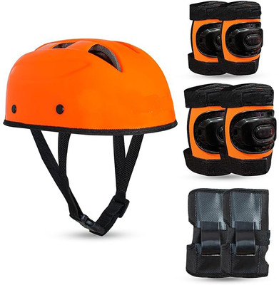 prikli Protection Helmet Elbow | Knee|Hand Guard Skating Kit for 3- 8 years Skating Guard Combo(Orange)
