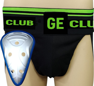 Garg Enterprises WHITE ABDOMINAL GUARD WITH SUPPORTER COMBO Cricket Guard Combo(White, Black, Green)