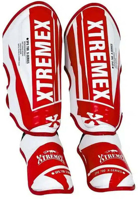 XtremeX X Series Shin Instep Guard for MMA, Muaythai, Kickboxing (Red, M) MMA Shin Guard(Red)