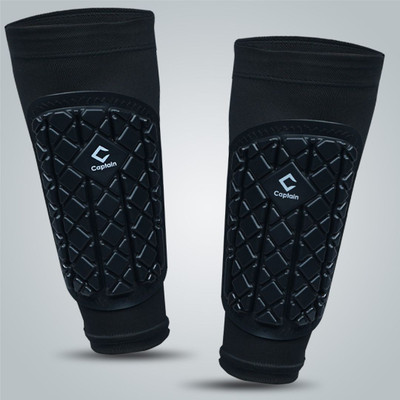 CAPTAIN Sleeve Shinguards with Polyurethane Protection Leg Guards Football Shin Guard(Black)