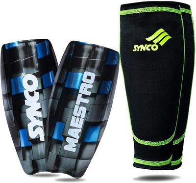 SYNCO Maestro Shin Guard with Sleeve Combo, 1 Pair Shin Guard, 1 Pair Sleeve, Football Shin Guard
