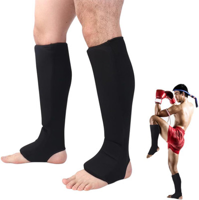 PLAY HARD Elastic Shin Instep Guards with Insert Pads for MMA Boxing Karate Martial Arts L Boxing Head Guard