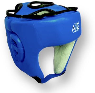 AXG NEW GOAL Pure Leather Immortal Contest for Seniors Boxing Head Guard(Blue)