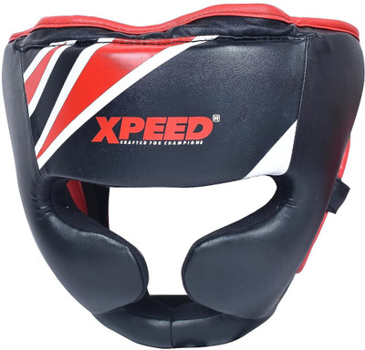 XpeeD Versatile Sparring Headguards Made with PU Material for Boxing Set of 1 (Large) Boxing Head Guard(Red, Black)