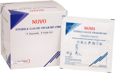 NUVO MEDSURG Gauze Swab (7.5Cms X7.5Cms X12Ply) - 75 Pcs   Sterile Gauge Roll(12 cm 7.5 cm 75 Rolls)