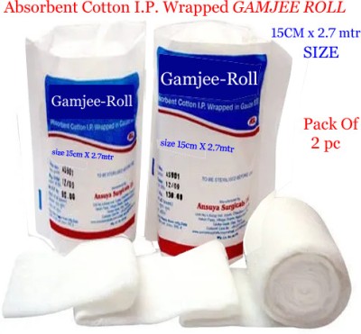 Ashni Absorbent Cotton I.P. Wrapped GAMJEE ROLL For Padding Non-Sterile Gauge Roll(15 cm 270 cm 2 Rolls)