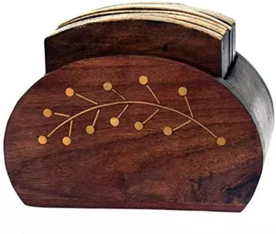 RanaCreation Rectangle Reversible Wood Coaster Set(Pack of 6)
