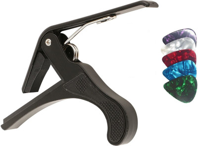 AMG Music Guitar Capo Silver Quick Change Capo For Acoustic Guitar, One Handed Trigger Guitar Capo for Acoustic, Electric and Classical Guitars and Ukulele Capo Clutch Guitar Capo(Black)
