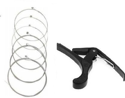 PENNYCREEK 6 Guitar String with Capo One Handed Trigger Guitar Metal Clutch Guitar Capo(Black)