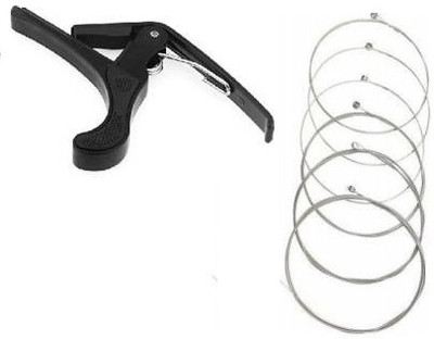 PENNYCREEK 6 Guitar String with Capo One Handed Trigger Guitar MetalClutch Capo For Ukulele Clutch Guitar Capo(Black)