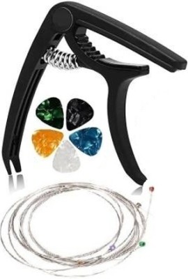 PENNYCREEK Acoustic Guitar String and Spring Capo for Electric Guitar with Picks Clutch Guitar Capo(Black)